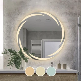 Led-1 Καθρέπτης Τοίχου - Φωτιζόμενος - Αφής, Με 3 Επιλογές Εναλλαγής Χρωμάτων Φ80cm