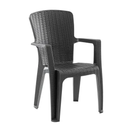 Side Πολυθρόνα Κήπου-Βεράντας Στοιβαζόμενη, (Rattan Look) Pp-Uv Απόχρωση Ανθρακί 59x61x89cm