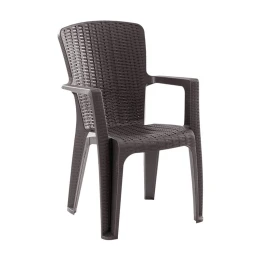 Side Πολυθρόνα Κήπου-Βεράντας Στοιβαζόμενη, (Rattan Look) Pp-Uv Απόχρωση Καφέ 59x61x89cm