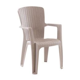 Side Πολυθρόνα Κήπου-Βεράντας Στοιβαζόμενη, (Rattan Look) Pp-Uv Απόχρωση Cappuccino 59x61x89cm