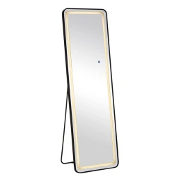 Led-7 Καθρέπτης Τοίχου-Δαπέδου Φωτιζόμενος, Αλουμίνιο Μαύρο, Αφής Με 3 Επιλογές Φωτισμού 50x32x160cm
