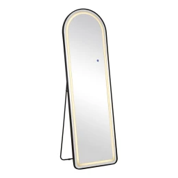 Led-8 Καθρέπτης Τοίχου-Δαπέδου Φωτιζόμενος, Αλουμίνιο Μαύρο, Αφής Με 3 Επιλογές Φωτισμού 50x32x160cm