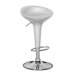 Disco Σκαμπό Bar, Βάση Χρώμιο, Abs Silver, Ύψος Ρυθμιζόμενο, Περιστρεφόμενο 44x40x71/92cm