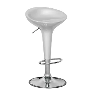 Disco Σκαμπό Bar, Βάση Χρώμιο, Abs Silver, Ύψος Ρυθμιζόμενο, Περιστρεφόμενο 44x40x71/92cm