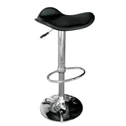 Saddle Σκαμπό Bar, Βάση Χρώμιο, Pvc Μαύρο, Ρύθμιση Ύψους, Περιστρεφόμενο 45x43x58/64-79/85cm