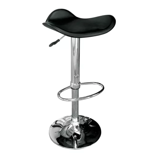 Saddle Σκαμπό Bar, Βάση Χρώμιο, Pvc Μαύρο, Ρύθμιση Ύψους, Περιστρεφόμενο 45x43x58/64-79/85cm