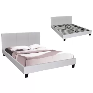 Wilton Κρεβάτι Διπλό, Για Στρώμα 160X200Cm, Pu Άσπρο 169x213x89cm