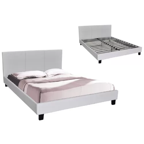 Wilton Κρεβάτι Διπλό, Για Στρώμα 160X200Cm, Pu Άσπρο 169x213x89cm