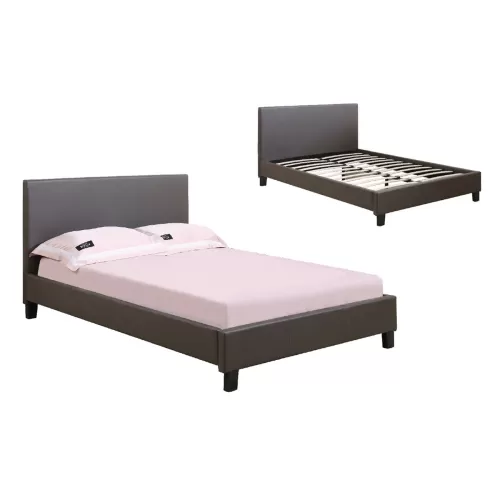 Wilton Κρεβάτι Διπλό, Για Στρώμα 150X200Cm, Pu Σκούρο Καφέ 159x213x89cm