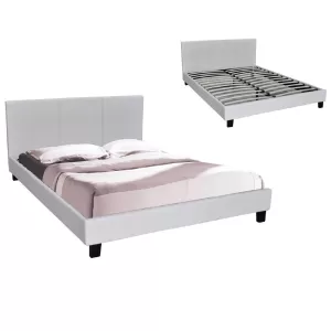 Wilton Κρεβάτι Διπλό, Για Στρώμα 150X200Cm, Pu Άσπρο 159x213x89cm