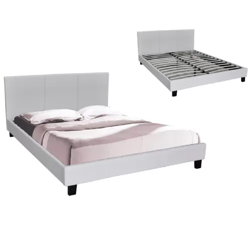 Wilton Κρεβάτι Διπλό, Για Στρώμα 150X200Cm, Pu Άσπρο 159x213x89cm
