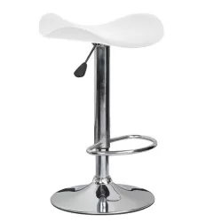 Saddle Σκαμπό Bar, Βάση Χρώμιο, Pvc Άσπρο, Ρύθμιση Ύψους, Περιστρεφόμενο 45x43x58/64-79/85cm