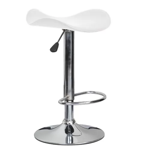 Saddle Σκαμπό Bar, Βάση Χρώμιο, Pvc Άσπρο, Ρύθμιση Ύψους, Περιστρεφόμενο 45x43x58/64-79/85cm