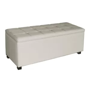 Denise Σκαμπό Αποθηκευτικό - Ταμπουρέ, Pu Εκρού 113x43x45cm