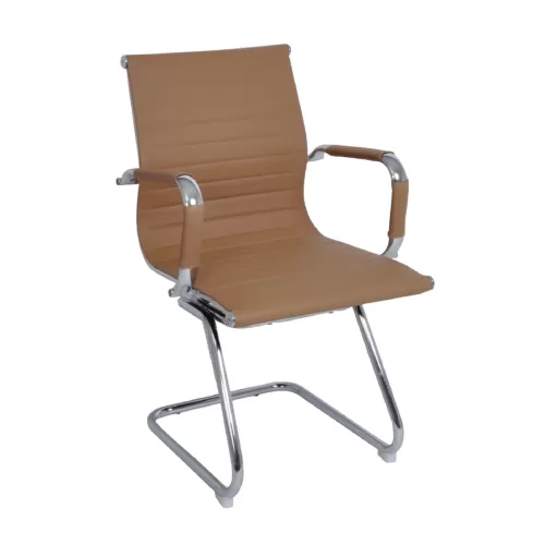 Bf3300V Πολυθρόνα Γραφείου Επισκέπτη, Μέταλλο Βάση Χρώμιο Pu Μπεζ 55x60x91cm