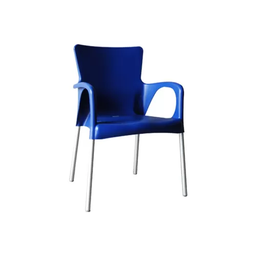 Lara Πολυθρόνα Pro Dining Στοιβαζόμενη, Alu Silver, Pp - Uv Protection Απόχρωση Μπλε 60x52x85cm