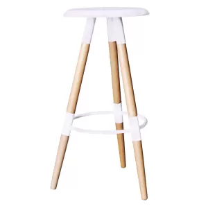 Art Σκαμπό Bar, Ξύλο Φυσικό, Pp Άσπρο 37x37 H.78cm