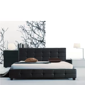 Fidel Κρεβάτι Διπλό Για Στρώμα 160X200Cm, Pu Μαύρο 168x215x107cm