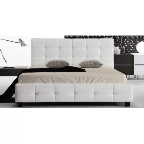 Fidel Κρεβάτι Διπλό Για Στρώμα 160X200Cm, Pu Άσπρο 168x215x107cm