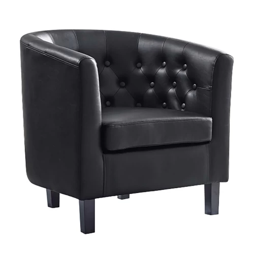 Boga Button Πολυθρόνα Σαλονιού Καθιστικού, Pvc Μαύρο 76x69x75cm