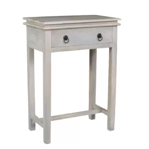 Maison Console Έπιπλο Κονσόλα 1 Συρτάρι, Ξύλο Mango Antique Άσπρο 60x34x80cm