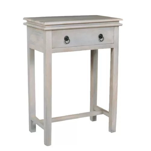 Maison Console Έπιπλο Κονσόλα 1 Συρτάρι, Ξύλο Mango Antique Άσπρο 60x34x80cm