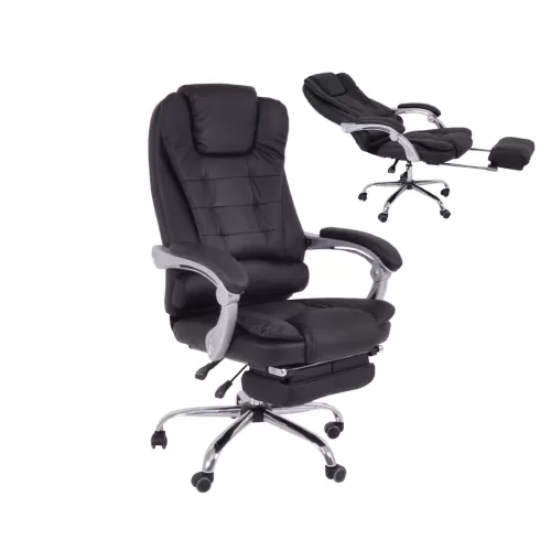 Bf9700 Relax Πολυθρόνα Γραφείου Διευθυντή, Με Υποπόδιο, Βάση Χρώμιο,Pu Μαύρο 67x72x120/128cm