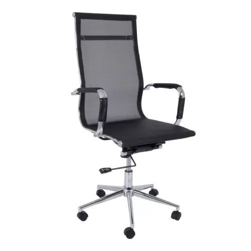 Bf3200 Πολυθρόνα Διευθυντή Μέταλλο Χρώμιο - Mesh Μαύρο 55x64x108/116cm