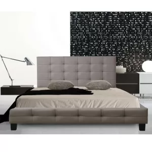 Fidel Κρεβάτι Διπλό Για Στρώμα 160X200Cm, Pu Απόχρωση Cappuccino 168x215x107cm