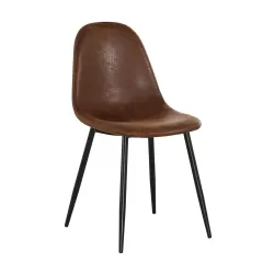 Celina Καρέκλα Μέταλλο Βαφή Μαύρο, Ύφασμα Suede Καφέ 45x54x85cm