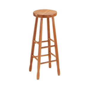 Οξια Σκαμπό Bar Στρογγυλό, Λούστρο Φυσικό 33x33x77cm (ΚάθισμαΦ30cm)