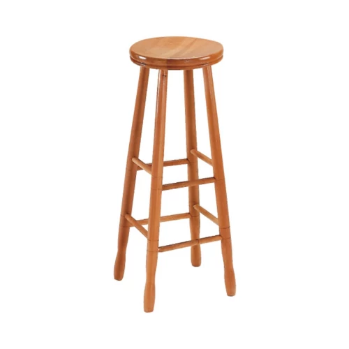 Οξια Σκαμπό Bar Στρογγυλό, Λούστρο Φυσικό 33x33x77cm (ΚάθισμαΦ30cm)