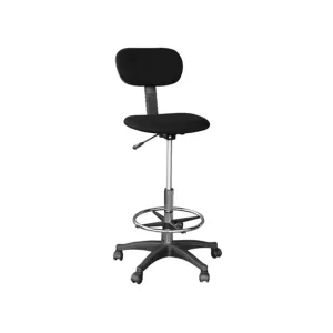 Bf404 Σκαμπό Reception-Ταμείου Με Πλάτη, Ύφασμα Μαύρο, Ρύθμιση Ύψους, Περιστρεφόμενο 42x40x97/117cm