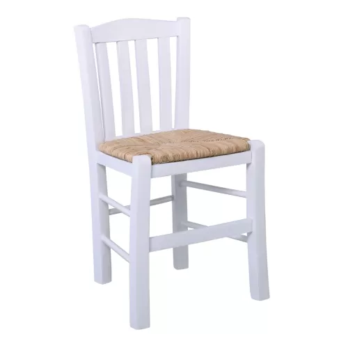 Casa Καρέκλα Οξιά Βαφή Εμποτισμού Λάκα Άσπρο, Κάθισμα Ψάθα 42x45x88cm