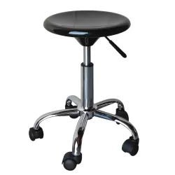 Glory Σκαμπό, Βάση Χρώμιο, Abs Μαύρο, Ρυθμιζόμενο Ύψος, Περιστρεφόμενο, Τροχήλατο Φ32 H.45/57cm