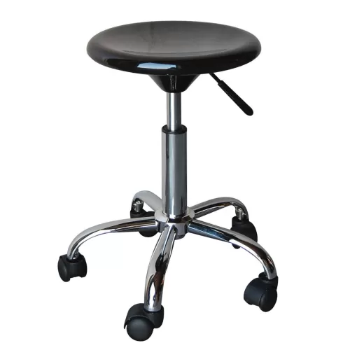 Glory Σκαμπό, Βάση Χρώμιο, Abs Μαύρο, Ρυθμιζόμενο Ύψος, Περιστρεφόμενο, Τροχήλατο Φ32 H.45/57cm