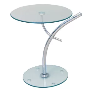 Ravel Τραπεζάκι Βοηθητικό Χρώμιο - Γυαλί Clear Tempered Φ50cm H.58cm