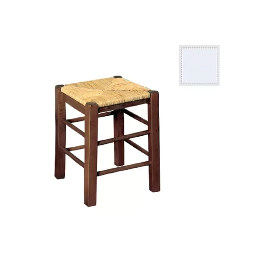 Ταβερνασ Σκαμπό Βοηθητικό, Οξιά Εμποτισμός Λάκα Άσπρο, Κάθισμα Ψάθα 35x35x50cm