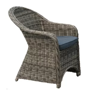 Montana Πολυθρόνα Τραπεζαρίας Κήπου Alu, Wicker Φ5Mm Grey Brown,Μαξιλάρι Ανθρακί 60x72x85cm