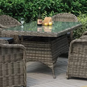 Montana Τραπέζι Dining Κήπου-Βεράντας Alu, Φ5Mm Round Wicker Grey Brown 160x90 H.75cm