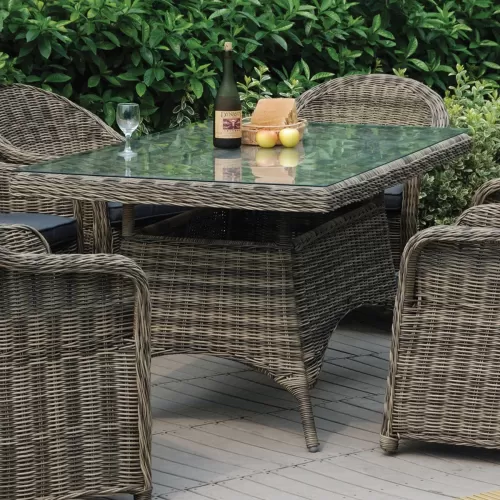 Montana Τραπέζι Dining Κήπου-Βεράντας Alu, Φ5Mm Round Wicker Grey Brown 160x90 H.75cm