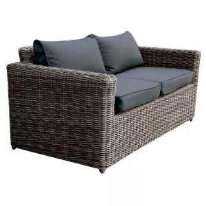 Arizona 2Θέσιος Καναπές Κήπου Alu, 4Mm Half-Round Wicker Grey Brown, Μαξιλάρια Ανθρακί 138x77x73cm
