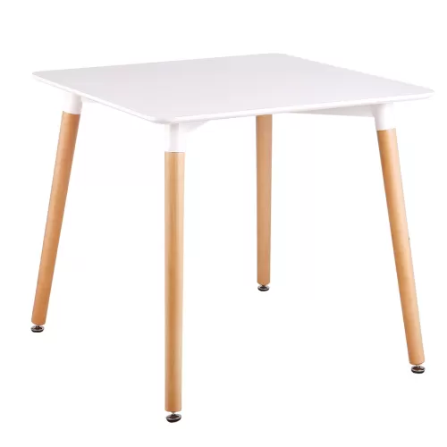 Art Τραπέζι Τραπεζαρίας Άσπρο Mdf, Πόδια Οξιά Φυσικό 80x80 H.73cm