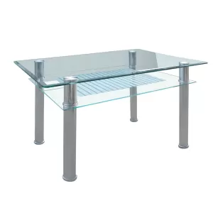 Veron Τραπέζι Τραπεζαρίας Κουζίνας Inox - Γυαλί 90x60x75cm