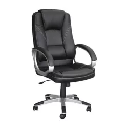 Bf6950 Πολυθρόνα Γραφείου Διευθυντή, Pu Μαύρο 64x71x112/122cm