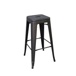 Relix Σκαμπό Bar-Pro, Στοιβαζόμενο, Μέταλλο Βαφή Antique Black 43x43 H.76cm