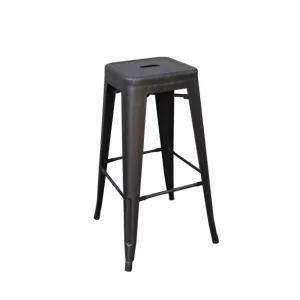 Relix Σκαμπό Bar-Pro, Στοιβαζόμενο, Μέταλλο Βαφή Antique Black 43x43 H.76cm