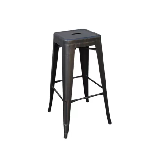 Relix Σκαμπό Bar-Pro, Στοιβαζόμενο, Μέταλλο Βαφή Antique Black 43x43 H.76cm