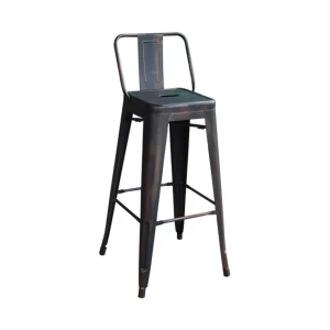 Relix Σκαμπό Bar-Pro Με Πλάτη, Μέταλλο Βαφή Antique Black 43x43x76/100cm
