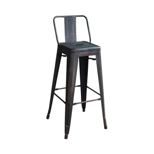 Relix Σκαμπό Bar-Pro Με Πλάτη, Μέταλλο Βαφή Antique Black 43x43x76/100cm